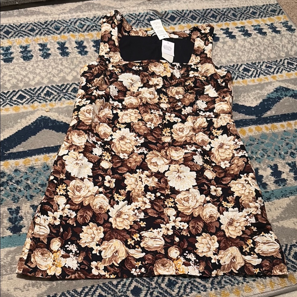 Abercrombie & Fitch Brown and Cream Floral Tank Dress